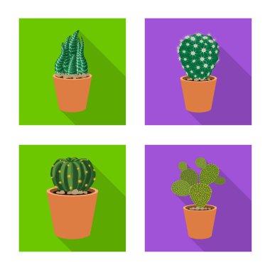Kaktüs ve pot logo vektör Illustration. Kaktüs ve web için kaktüsler hisse senedi simgesi.