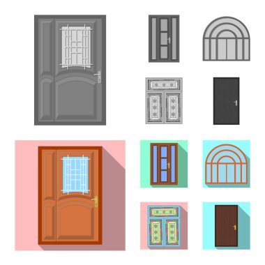 Kapı ve ön kayıt vektör Illustration. Kapı ve ahşap hisse senedi simgesi için web topluluğu.