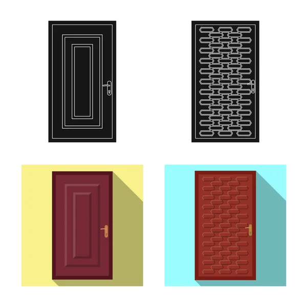 Oggetto isolato di porta e cartello. Serie di porta e stock di legno vettoriale illustrazione . — Vettoriale Stock