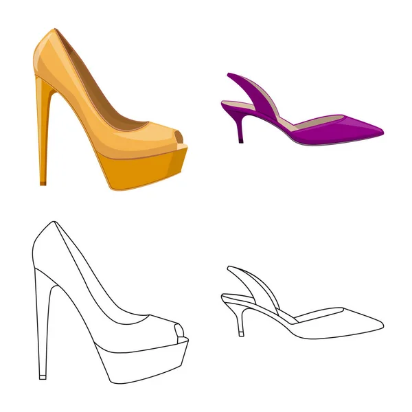 鞋类和女性图标的孤立对象。一套鞋类和脚向量的股票图标. — 图库矢量图片