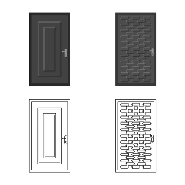 Ilustração vetorial do ícone da porta e da frente. Conjunto de porta e símbolo de estoque de madeira para web . — Vetor de Stock