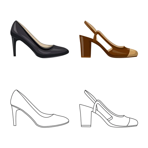 Oggetto isolato di calzature e logo donna. Set di calzature e icona vettoriale del piede per stock . — Vettoriale Stock
