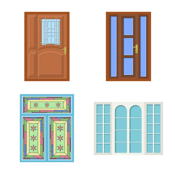 Векторний дизайн дверей і переднього символу. Набір дверних та дерев'яних наборів Векторні ілюстрації . — стоковий вектор