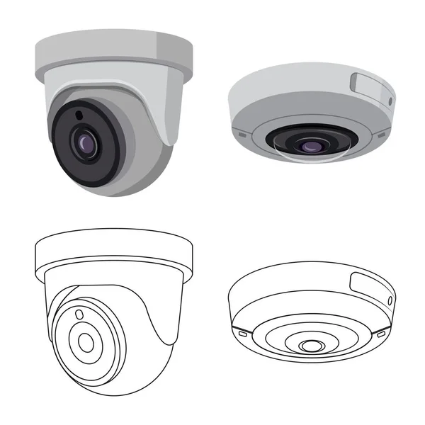 Cctv és kamera szimbólum izolált tárgya. Gyűjtemény a cctv és a rendszer vektor stock illusztráció. — Stock Vector