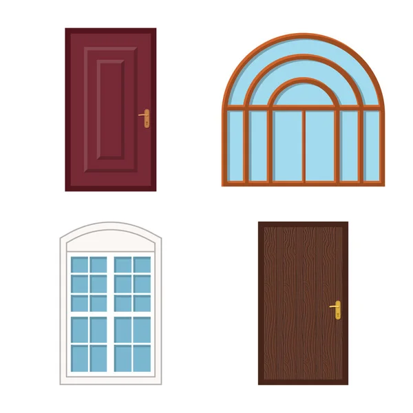 Vektor-Illustration von Tür und Front-Logo. Sammlung von Tür- und Holzvektorsymbolen für den Vorrat. — Stockvektor