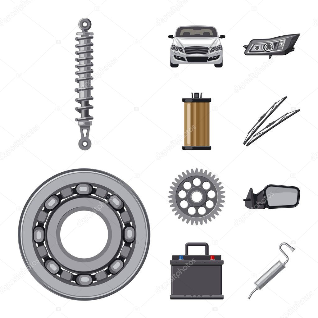 Vector design of auto and part logo. Set of auto and car vector icon for stock.