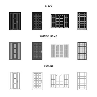 Kapı ve ön simgesi yalıtılmış nesne. Kapı ve ahşap stok vektör çizim koleksiyonu.