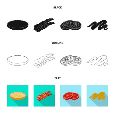 Burger ve sandviç logosu yalıtılmış nesne. Web için burger ve dilim hisse senedi simgesi kümesi.