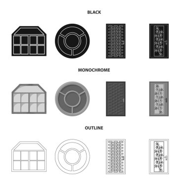 Kapı ve ön simge vektör tasarımı. Kapı ve ahşap hisse senedi simgesi web için set.