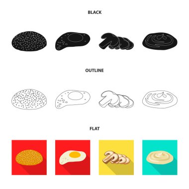 Burger ve sandviç simge vektör tasarımı. Burger ve dilim hisse senedi vektör çizim seti.