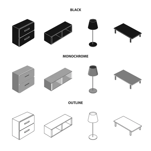 Ilustração vetorial do logotipo do quarto e da sala. Coleção de quarto e mobiliário símbolo de estoque para web . — Vetor de Stock