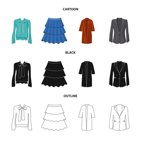 Векторная иллюстрация символа женщины и одежды. Набор женской и векторной иллюстрации износа . — стоковый вектор