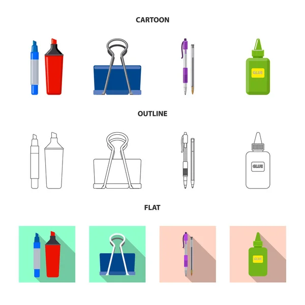 Vektor-Design von Büro- und Versorgungslogo. Sammlung von Büro und Schule Vektor-Symbol für Aktien. — Stockvektor