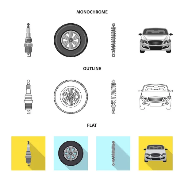 Απομονωμένο αντικείμενο του auto-μέρος συμβόλου. Σύνολο auto και αυτοκίνητο εικονογράφηση διάνυσμα απόθεμα. — Διανυσματικό Αρχείο
