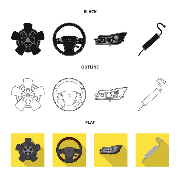 Isolerade objekt av auto och en del ikonen. Samling av auto och bil vektor ikonen för lager. — Stock vektor