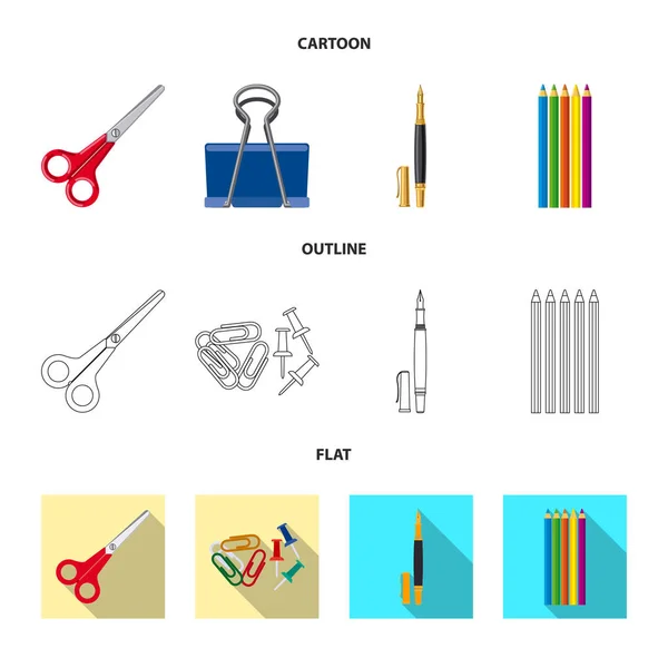 Illustration vectorielle du logo du bureau et des fournitures. Ensemble de symbole de stock de bureau et d'école pour le Web . — Image vectorielle