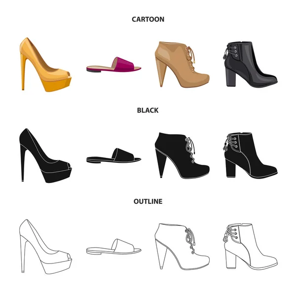 Vektorillustration von Schuhen und Frauensymbol. Kollektion von Schuhen und Fußstock-Vektorillustration. — Stockvektor