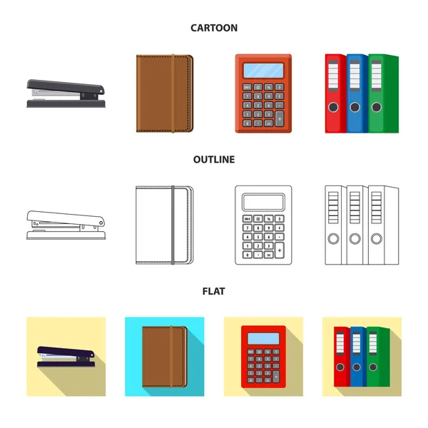 Illustration vectorielle du symbole de bureau et d'approvisionnement. Ensemble d'illustration vectorielle de stock de bureau et d'école . — Image vectorielle