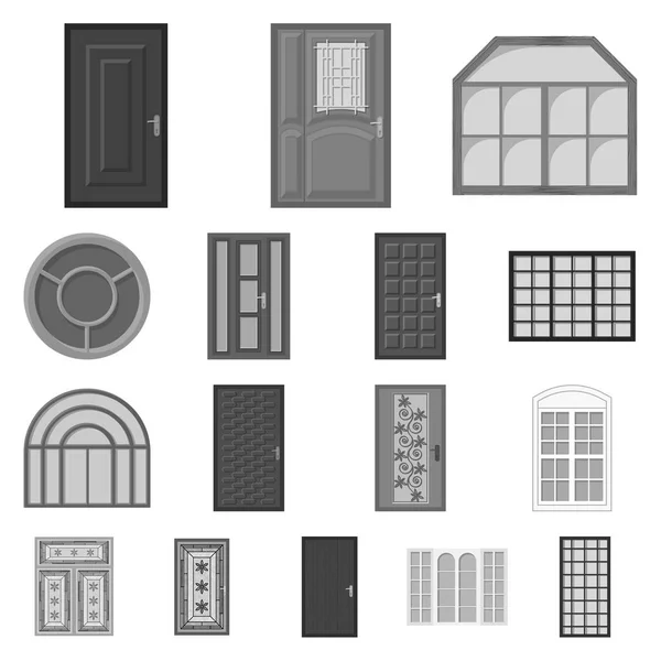 Illustration vectorielle du logo de la porte et du devant. Ensemble de porte et illustration vectorielle en bois . — Image vectorielle