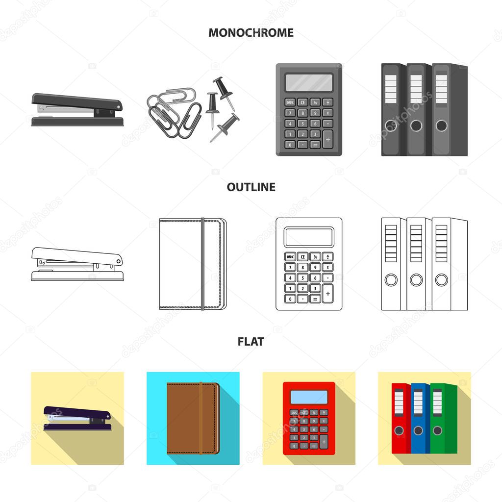 Isolated object of office and supply logo. Set of office and school stock vector illustration.