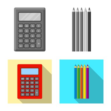 Arz ve office logosu yalıtılmış nesne. Hisse senedi için ofis ve okul vektör simge kümesi.