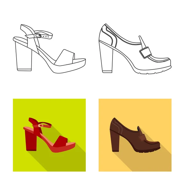 鞋子和妇女标志的被隔绝的对象。鞋类和足部股票矢量图集. — 图库矢量图片