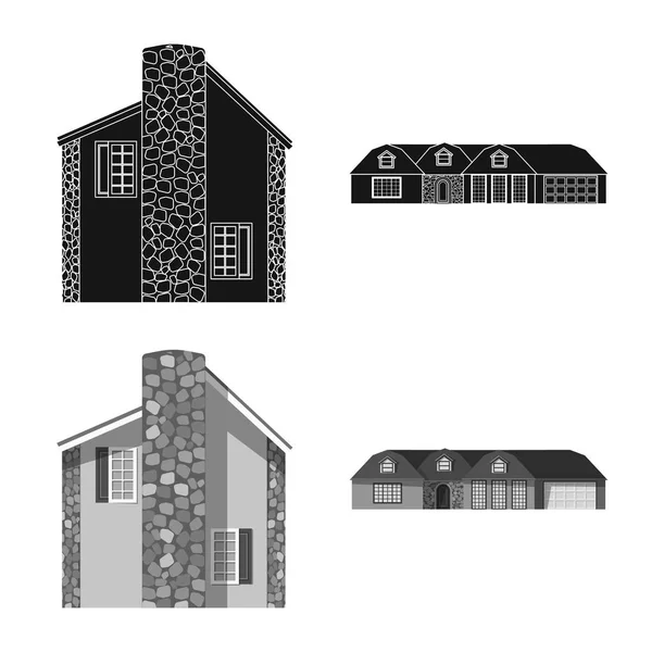 Objet isolé du bâtiment et symbole avant. Ensemble de symbole de bâtiment et de toiture pour toile . — Image vectorielle