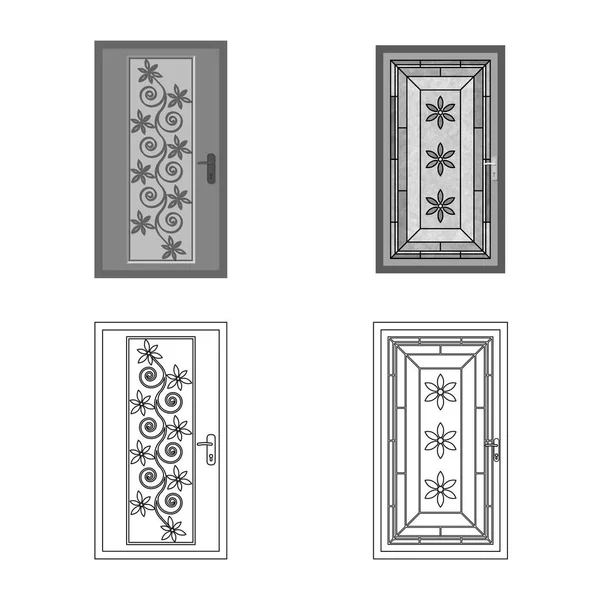 Objet isolé de porte et icône avant. Ensemble de porte et symbole de stock en bois pour toile . — Image vectorielle