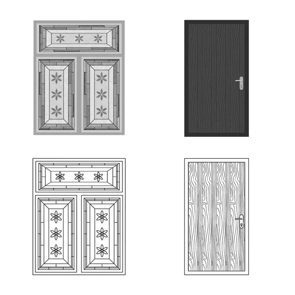 Illustration vectorielle du logo de la porte et du devant. Collection de porte et illustration vectorielle en bois . — Image vectorielle