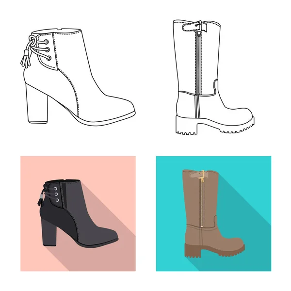Ilustração vetorial de calçado e sinal de mulher. Conjunto de calçado e símbolo de estoque de pé de web . — Vetor de Stock