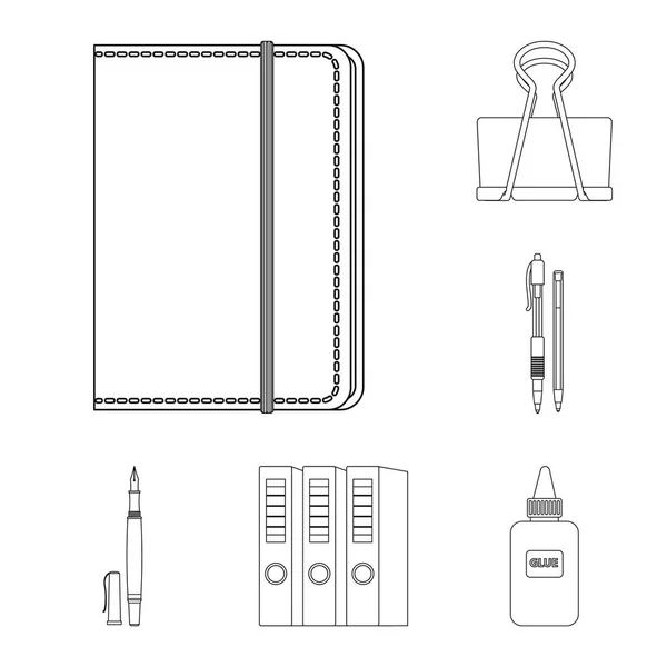 Objeto isolado de escritório e sinal de fornecimento. Coleção de escritório e símbolo de estoque de escola de web . — Vetor de Stock