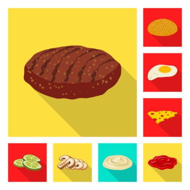 Burger ve sandviç simgesi yalıtılmış nesne. Burger topluluğu ve hisse senedi için dilim vektör simgesi.