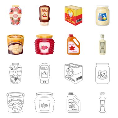 Can ve gıda logosu yalıtılmış nesne. Can ve paket stok vektör çizim seti.