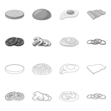 Burger ve sandviç simge vektör tasarımı. Burger ve dilim hisse senedi vektör çizim topluluğu.