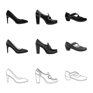 Ayakkabı ve kadın simge vektör tasarımı. Ayakkabı ve ayak hisse senedi simgesi için web topluluğu.