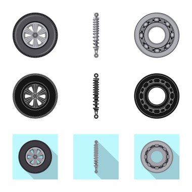 Otomatik ve bölümü simge vektör Illustration. Hisse senedi için oto, araba vektör simge kümesi.