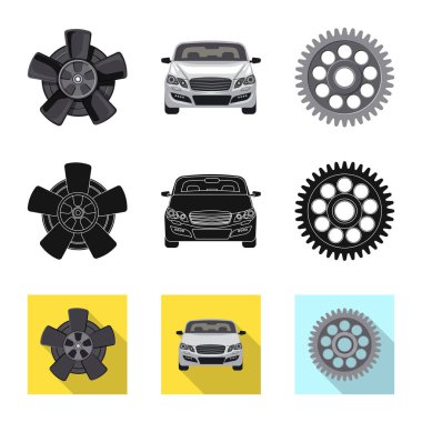 Otomatik ve bölümü simge vektör tasarımı. Hisse senedi için oto, araba vektör simge topluluğu.