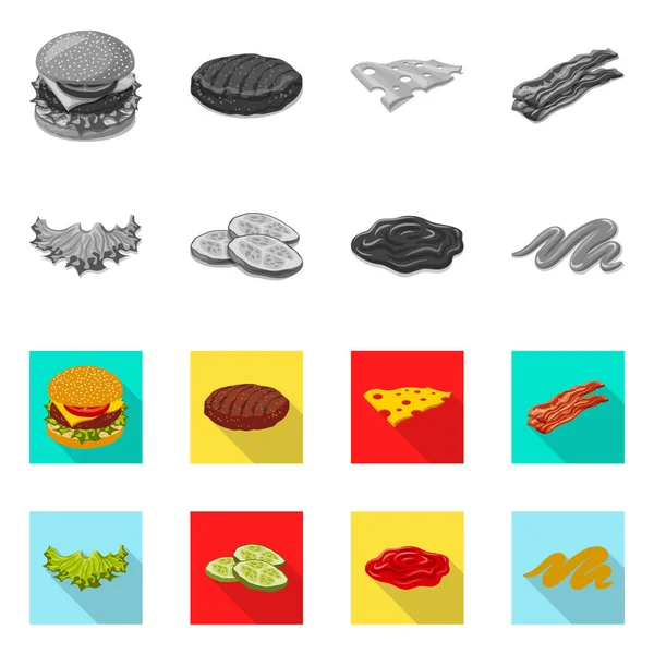 Diseño vectorial de hamburguesa y logo sándwich. Conjunto de hamburguesa y rebanada vector de ilustración . — Vector de stock