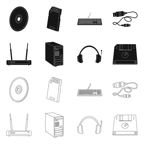 Designul vectorial al laptopului și simbolului dispozitivului. Colecție de laptop și server ilustrație vectorială stoc . — Vector de stoc