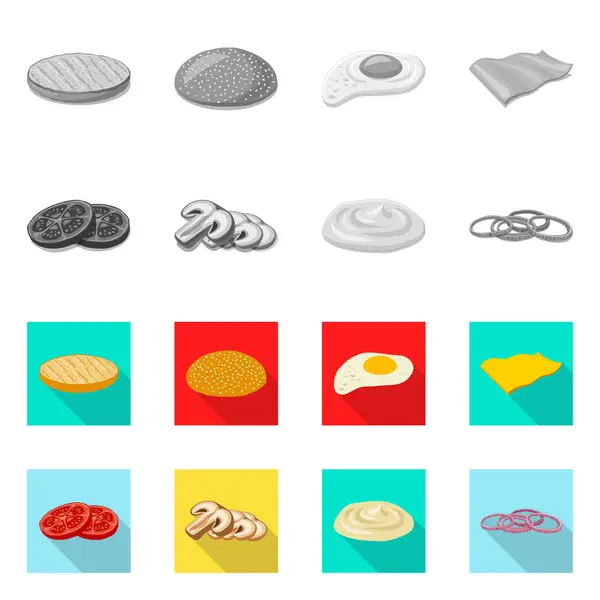 Diseño vectorial de hamburguesa y sándwich icono. Colección de hamburguesa y el icono del vector de rebanada para stock . — Vector de stock