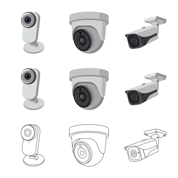 Cctv ve kamera logo vektör Illustration. Hisse senedi için cctv ve sistem vektör simge topluluğu. — Stok Vektör