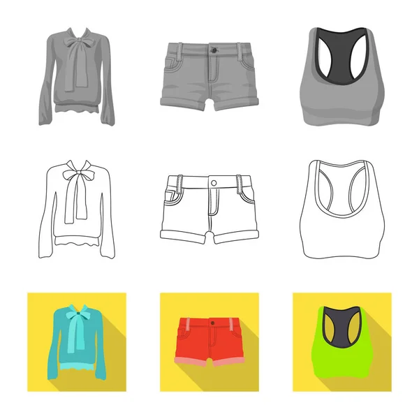 Vectorillustratie van de vrouw en het pictogram van de kleding. Collectie van vrouw en slijtage voorraad vectorillustratie. — Stockvector