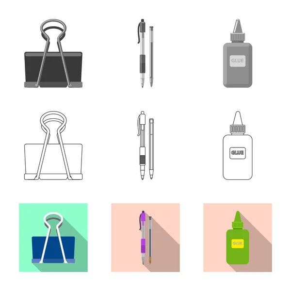 Isolé objet de bureau et symbole de fourniture. Collection d'icônes vectorielles de bureau et d'école pour stock . — Image vectorielle