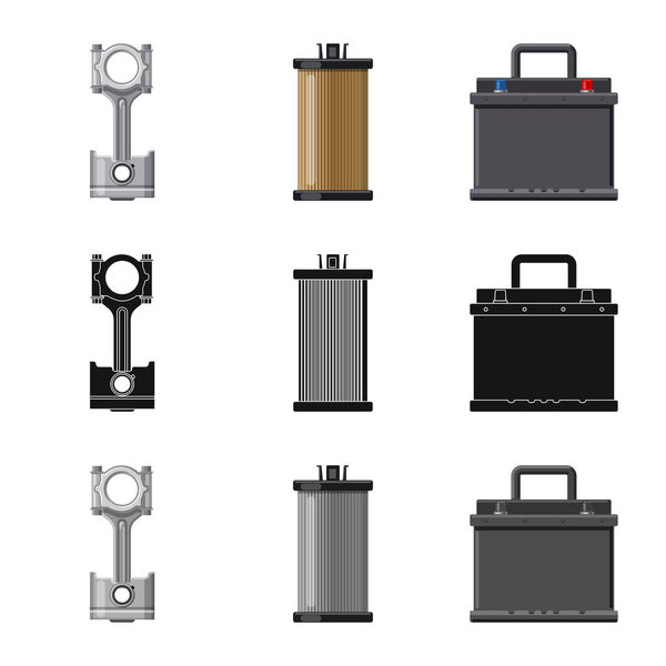 Vector illustration of auto and part icon. Set of auto and car stock symbol for web.