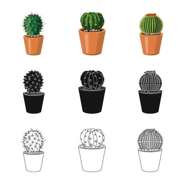 Wektor wzór znak Kaktus i doniczkę. Kolekcja kaktusów i kaktusy czas symbol dla sieci web. — Wektor stockowy