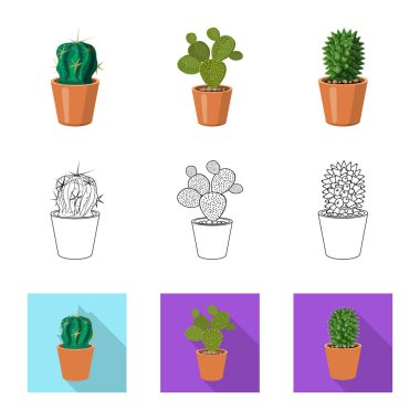 Kaktüs ve pot simge vektör Illustration. Kaktüs ve kaktüsler koleksiyonu vektör hisse senedi simgesi.
