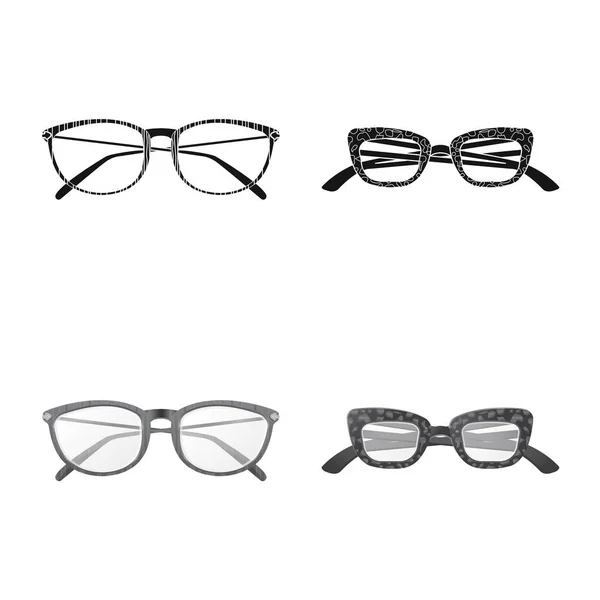 Illustration vectorielle de lunettes et de monture. Collection de lunettes et accessoire stock symbole pour web . — Image vectorielle