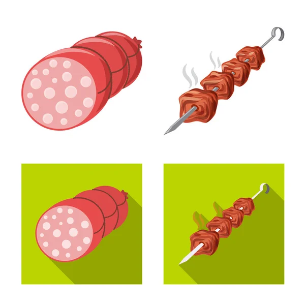 Векторні ілюстрації м'яса та логотипу шинки. Колекція м'яса та кухонного запасу Векторні ілюстрації . — стоковий вектор