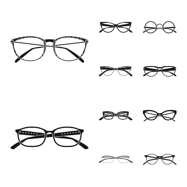 Vector illustration of glasses and frame icon. Collection of glasses and accessory stock symbol for web. — Stock Vector