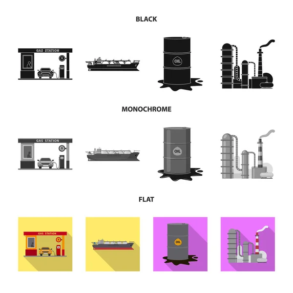 Ilustración vectorial del símbolo del petróleo y el gas. Conjunto de aceite y aceite icono vector para stock . — Vector de stock